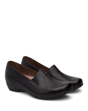 dansko women's black leather slip-on shoe