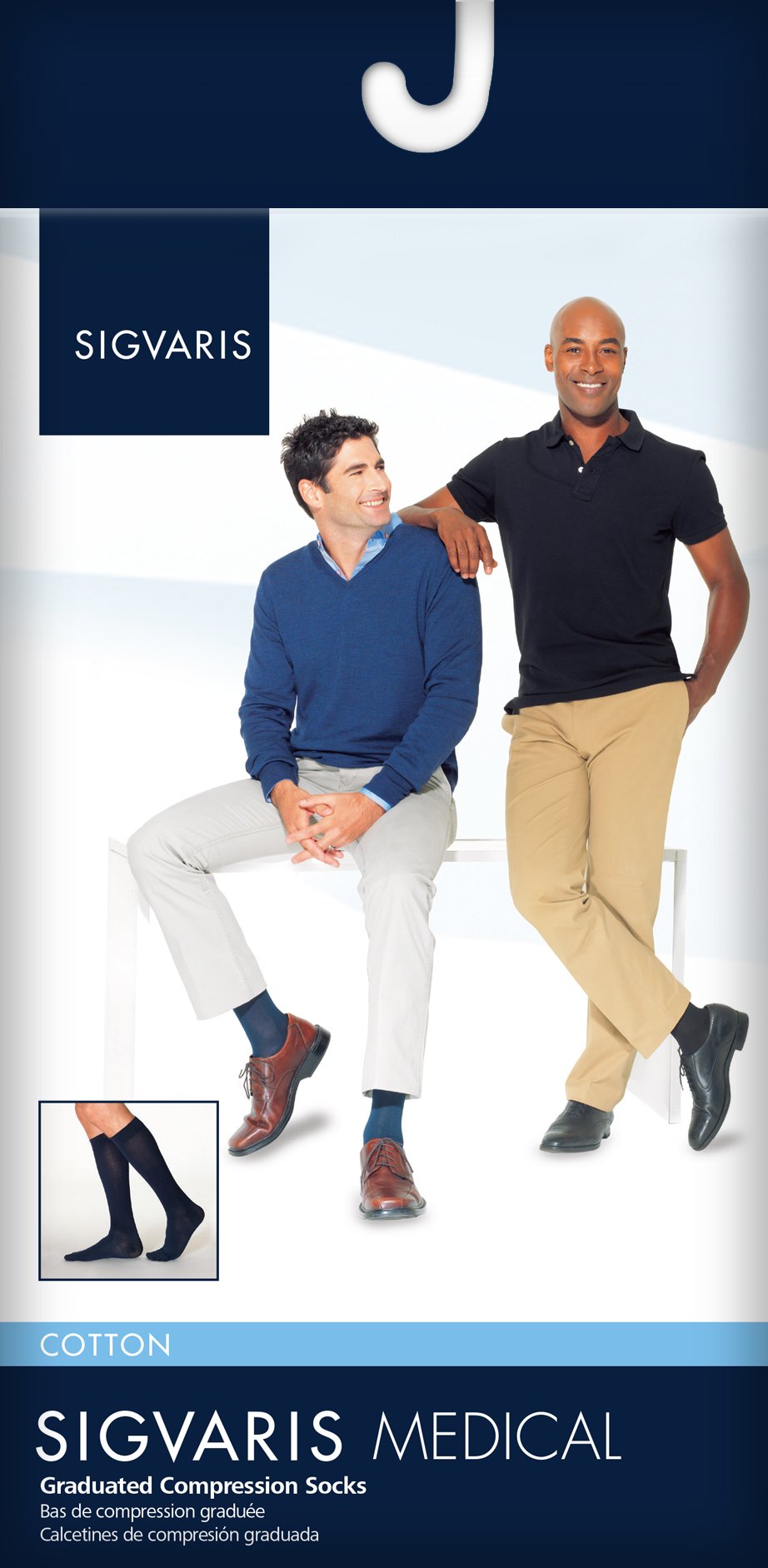 SIGVARIS Mens COTTON 230 Calf 30 40mmHg with Grip Top – The Medical Zone