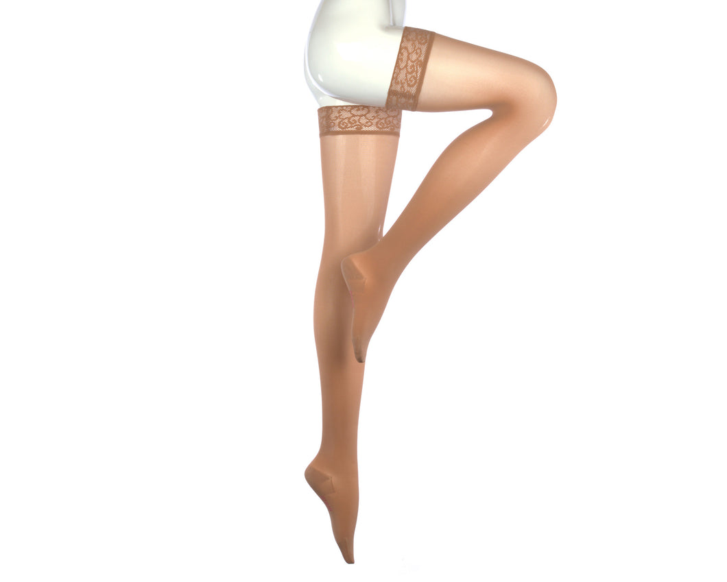 Medi Comfort | Thigh High Compression Stockings with Lace Silicone Border | Closed Toe | 15-20 mmHg